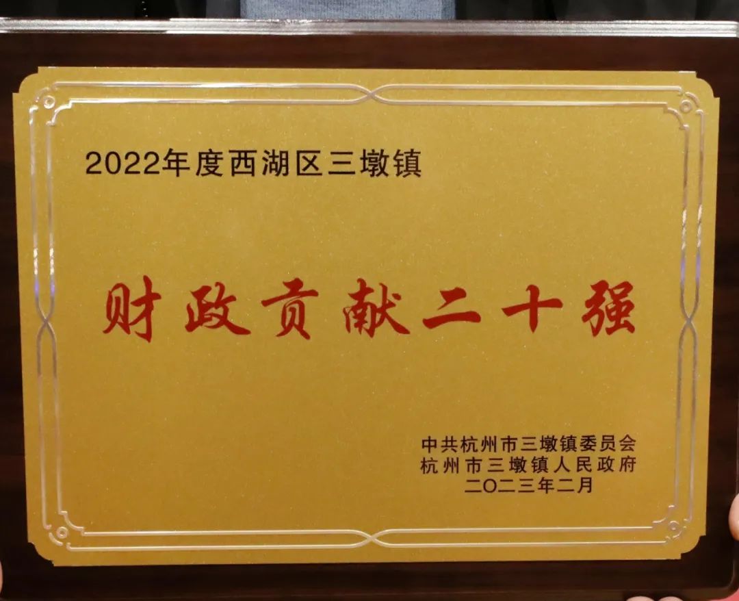 2022年度西湖区三墩镇财政贡献二十强